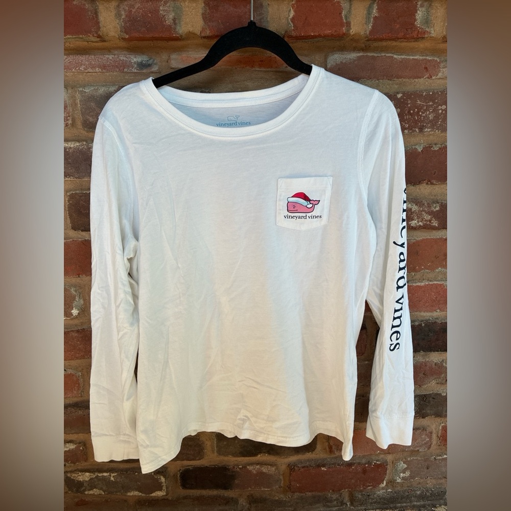 Vineyard Vines White Long Sleeve Shirt - Merry Christmas